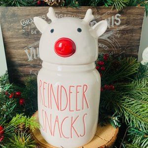 NEW Rae Dunn Reindeer Snacks Christmas Figural Canister